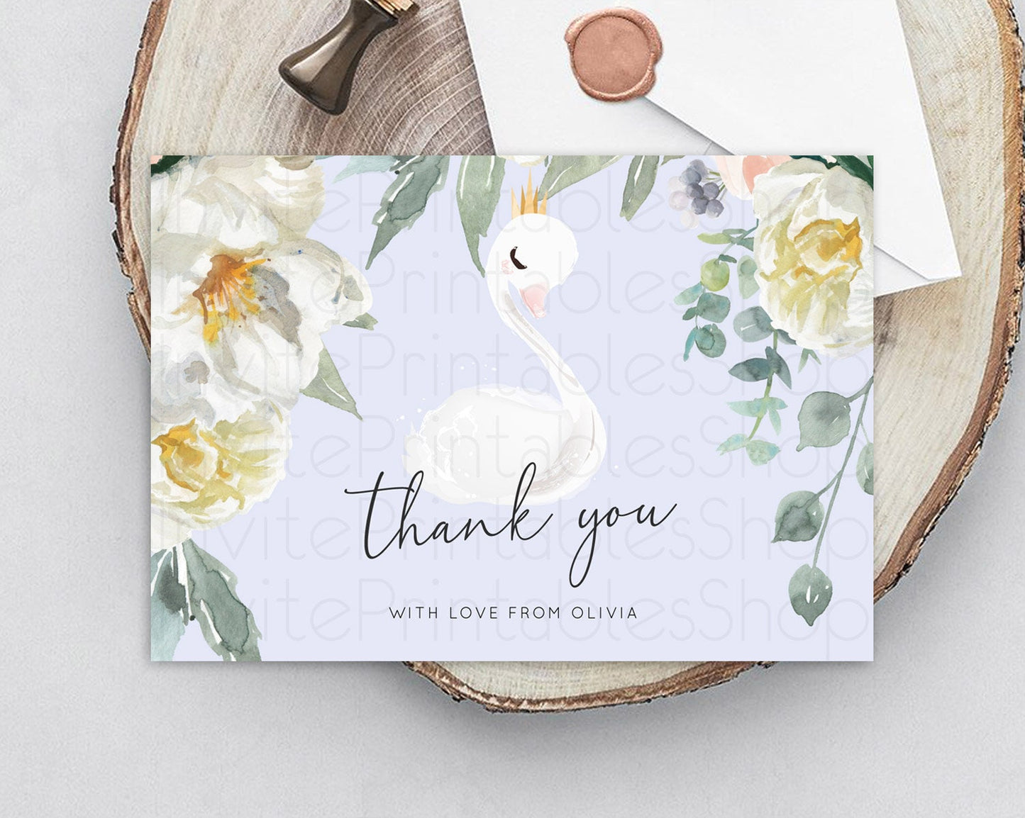 Editable Swan Thank You Swan Princess Ballet Thank You Card Swan Lake Birthd