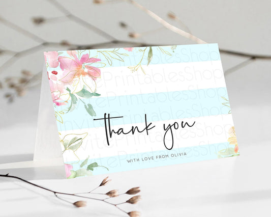 Editable Secret Garden Thank You Wildflower Thank You Card Pastel Flower Gar