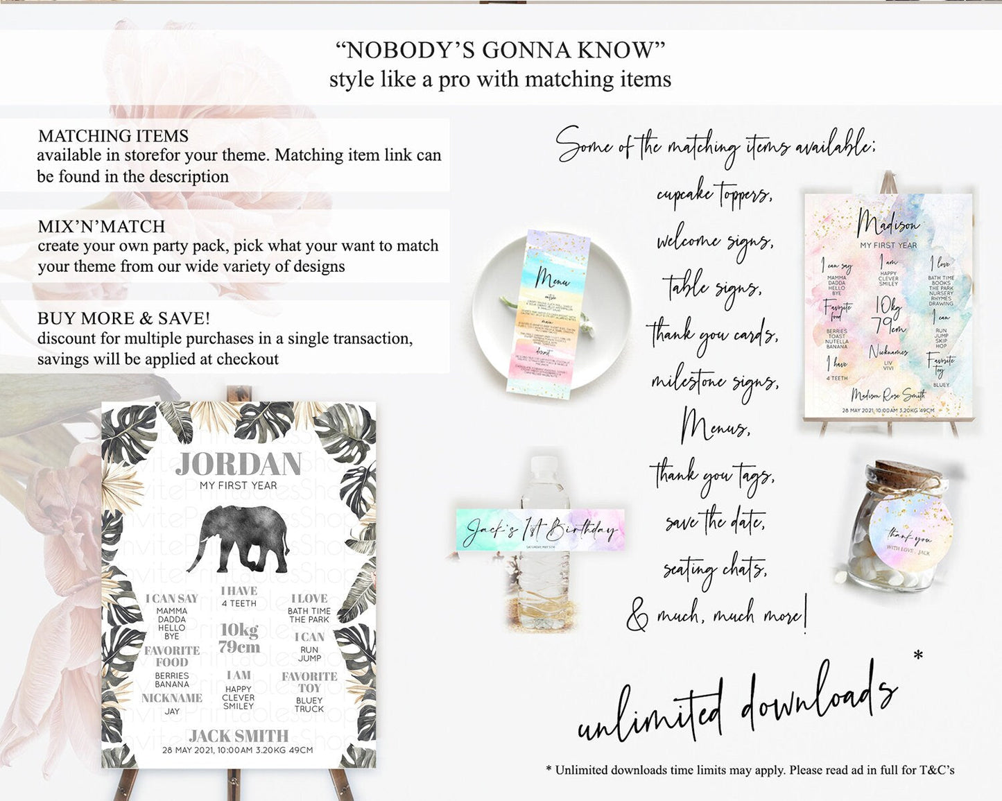 Elephant First Birthday Milestone Board Elephant Milestone Poster One Wild Year Safari Adventure Elephant Zoo Birthday Welcome Sign D10803