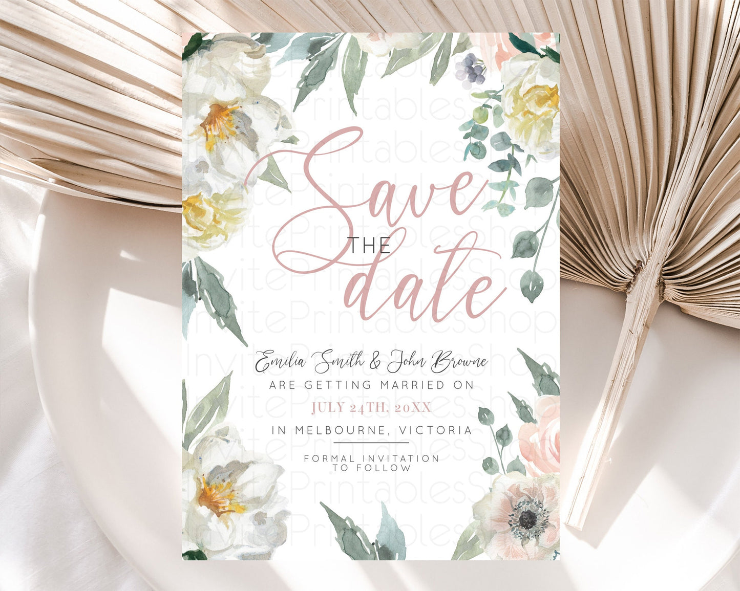 Wildflower Save The Date Template Secret Garden Save The Date Pastel Floral Garden Party Boho Flowers Birthday Baby Shower Wedding D10121