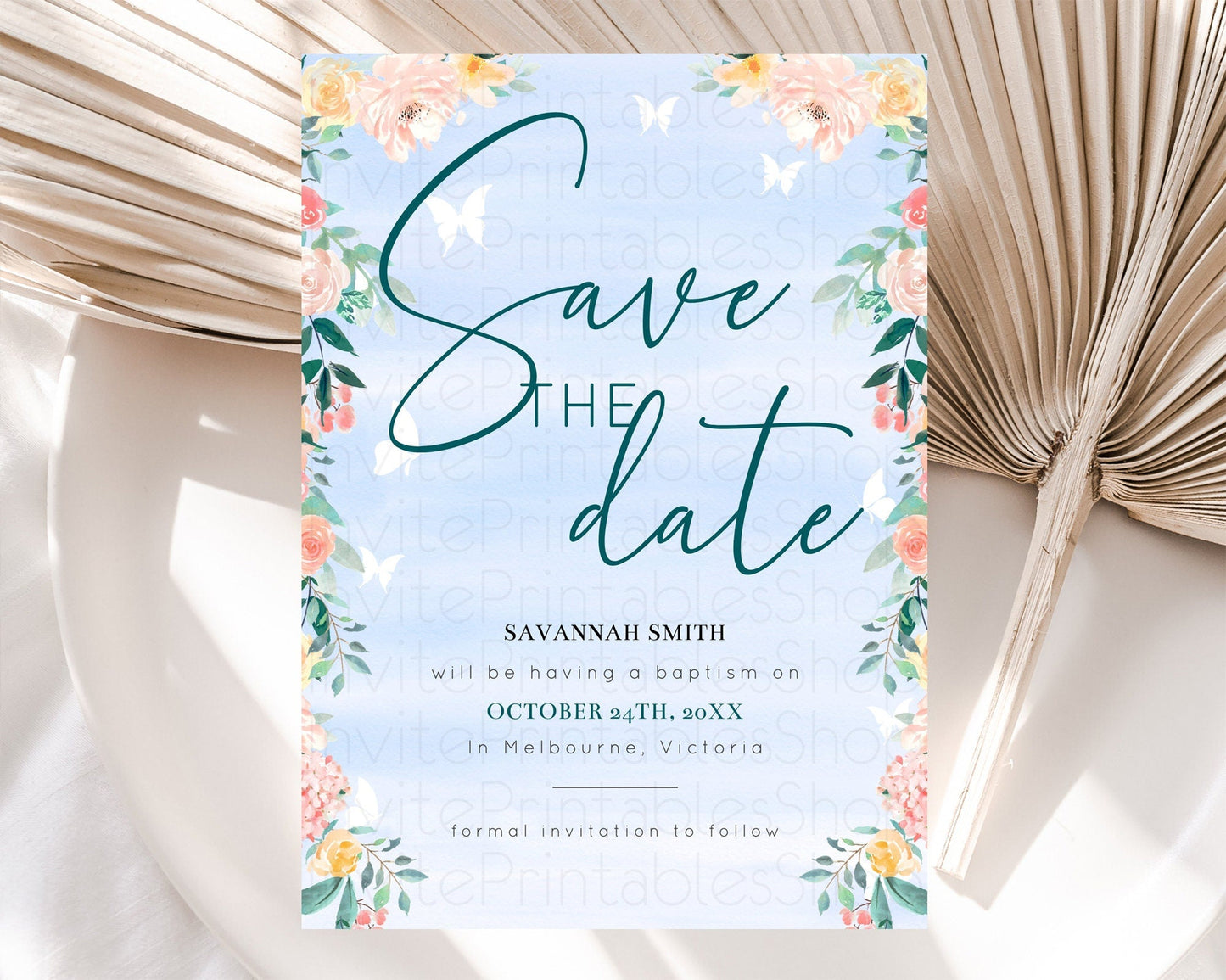 Wildflower Save The Date Template Secret Garden Save The Date Pastel Floral Garden Party Boho Flowers Birthday Baby Shower Wedding D10337