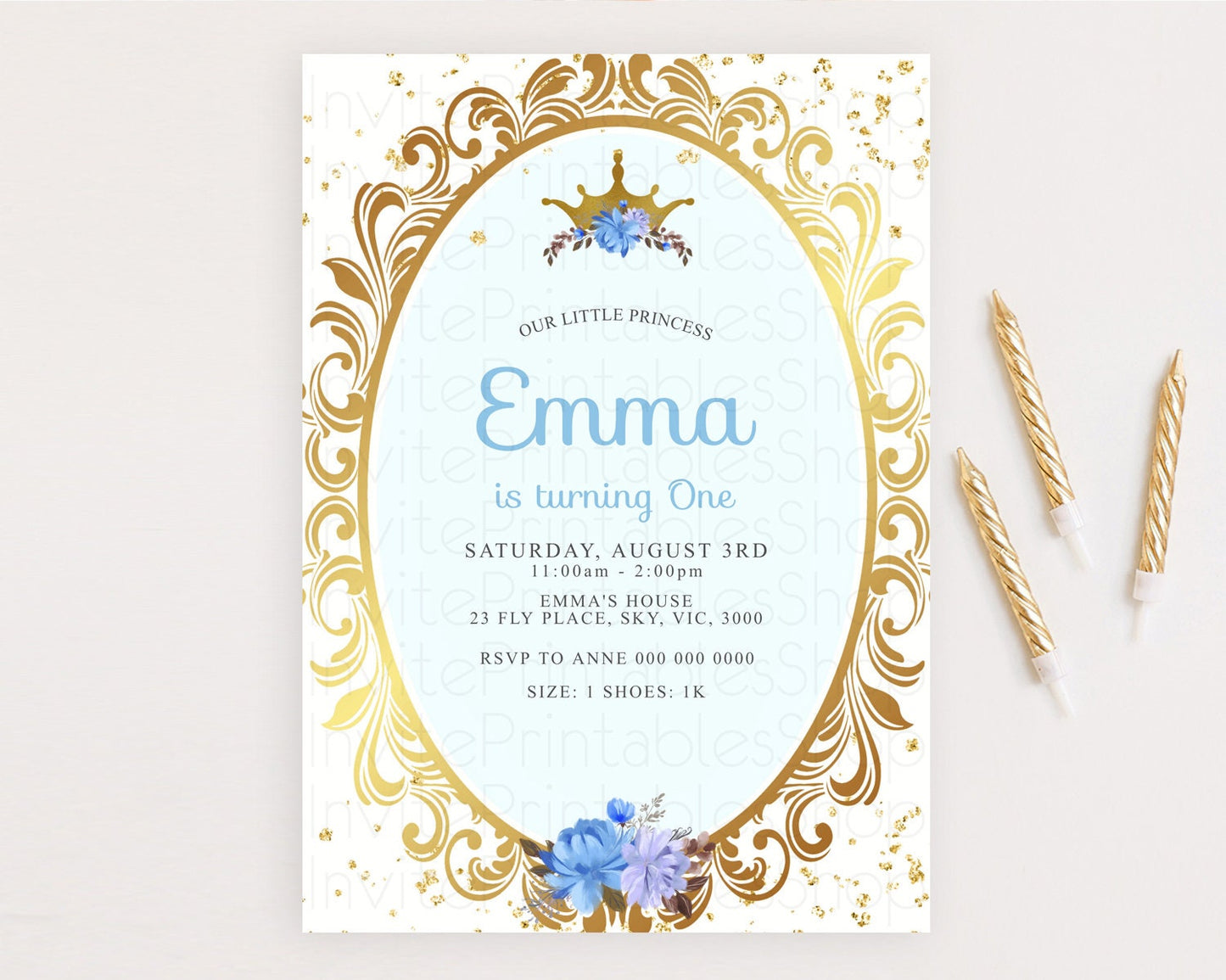 Editable Princess Birthday Invitation Castle Invitation Royal Birthday Fairy