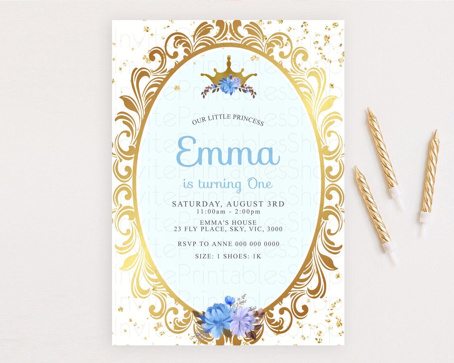 Editable Princess Birthday Invitation Castle Invitation Royal Birthday Fairy