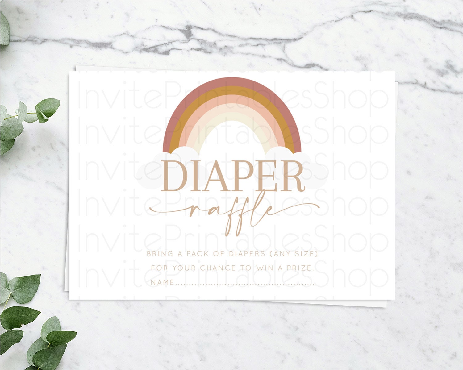 Editable Pastel Rainbow Diaper Raffle Card Boho Rainbow Diaper Insert Boho R