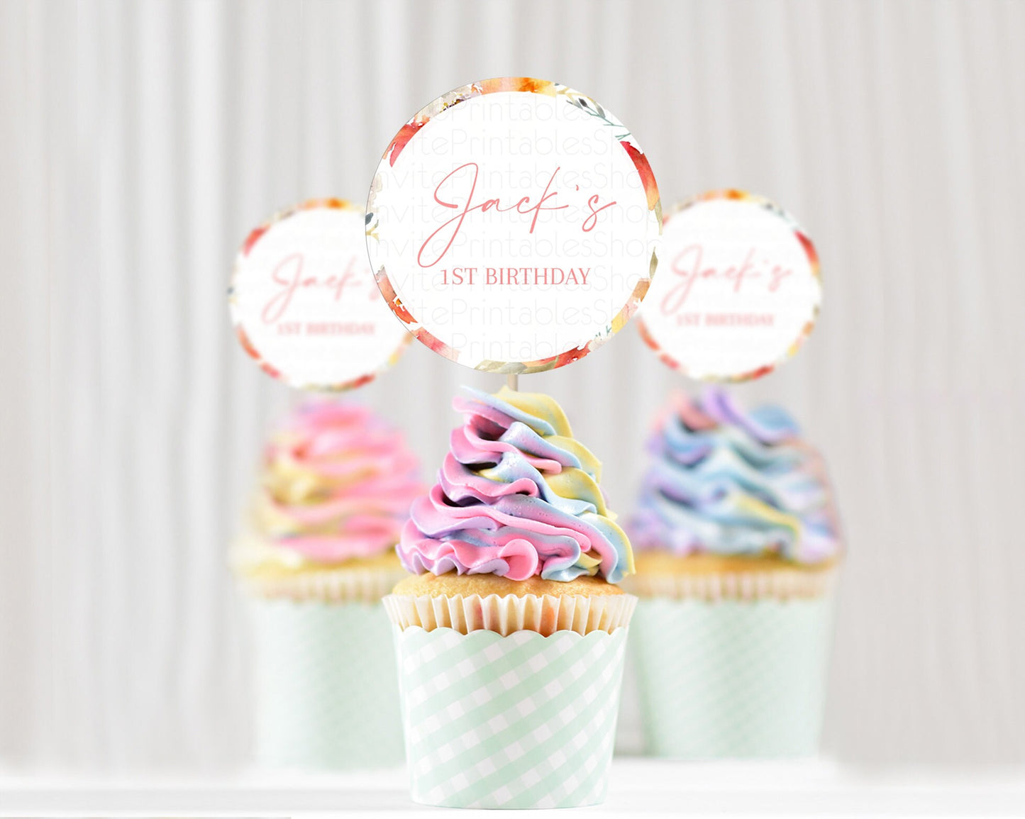 Secret Garden Cupcake Toppers Wildflower Cupcake Toppers Pastel Flowers Cupcake Toppers Enchanted Garden Boho Floral First Birthday D10280