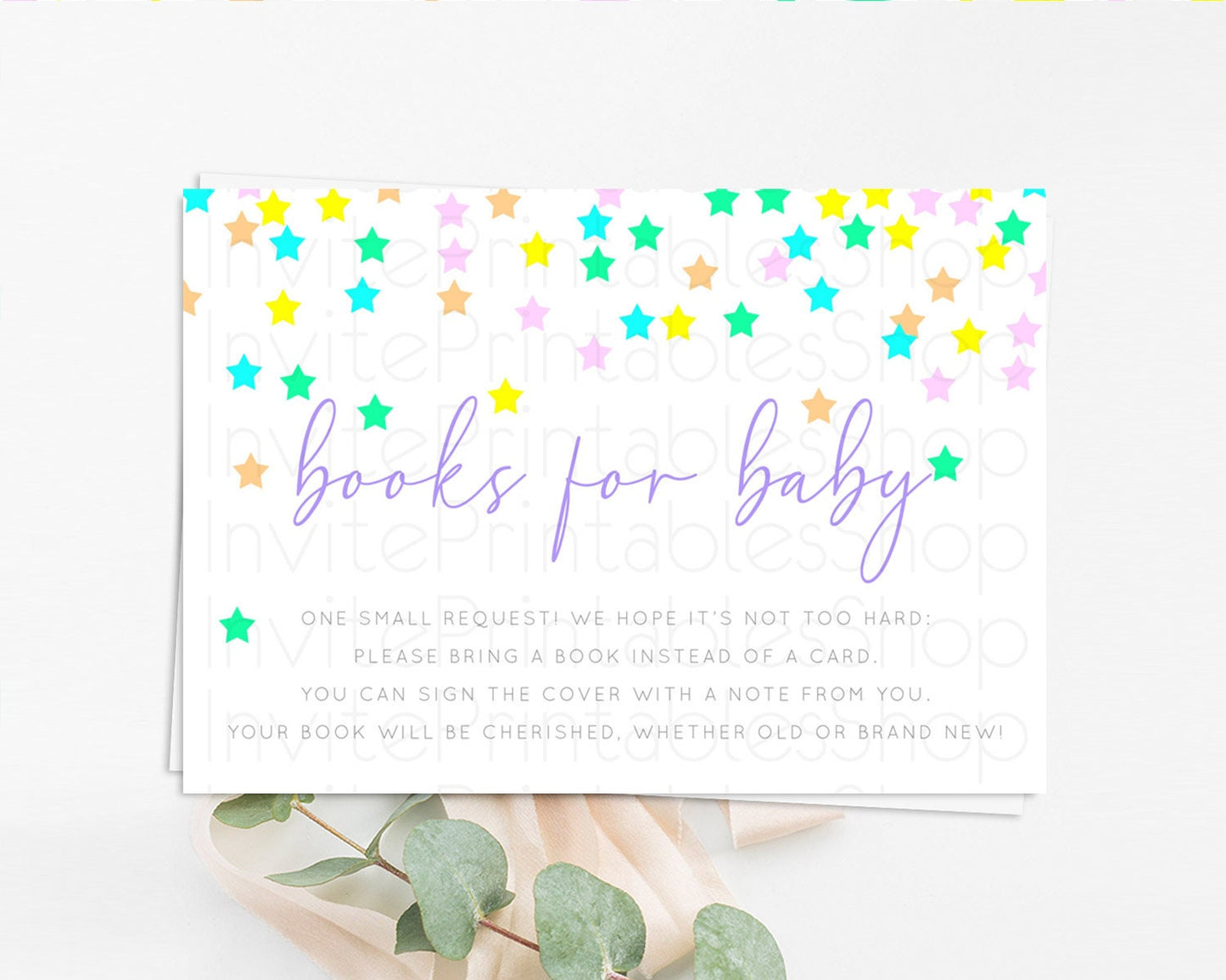 Pastel Star Books For Baby Card Shooting Star Book Insert Twinkle Little Star Book Card Rainbow Confetti Guests Book Poem Request D10394