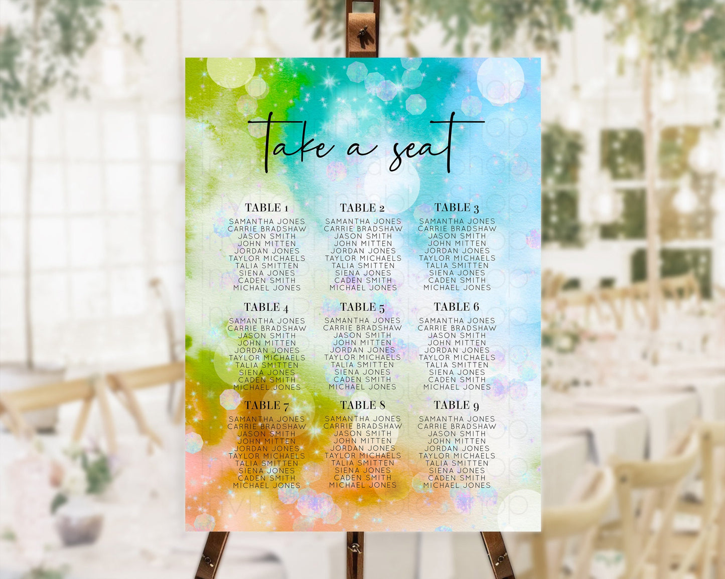 Rainbow Seating Chart Pastel Seating Chart Iridescent Sprinkles Colorful Pastel Watercolor Seating Sign Ombre Pastel Take A Seat D10692