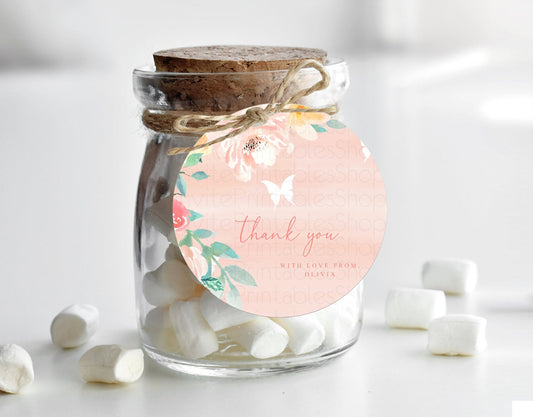 Editable Secret Garden Thank You Tags Wildflower Thank You Gift Tags Pastel