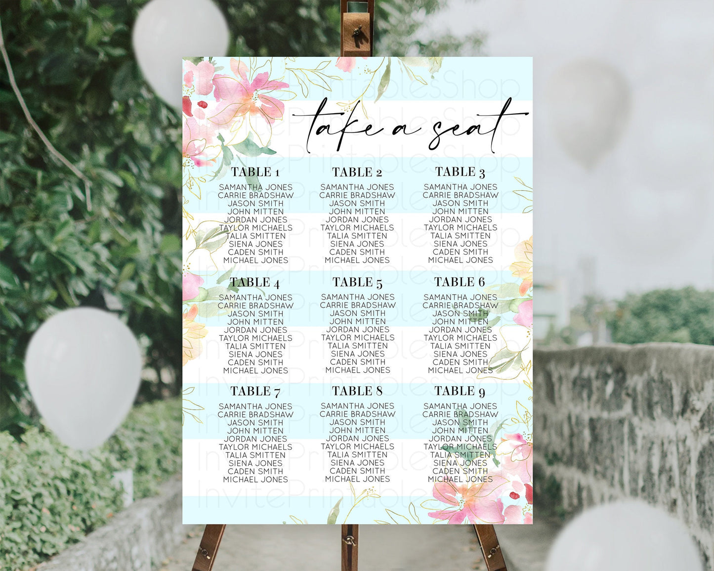 Editable Secret Garden Seating Chart Wildflower Seating Chart Pastel Flowers