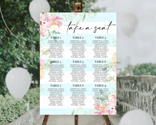 Editable Secret Garden Seating Chart Wildflower Seating Chart Pastel Flowers