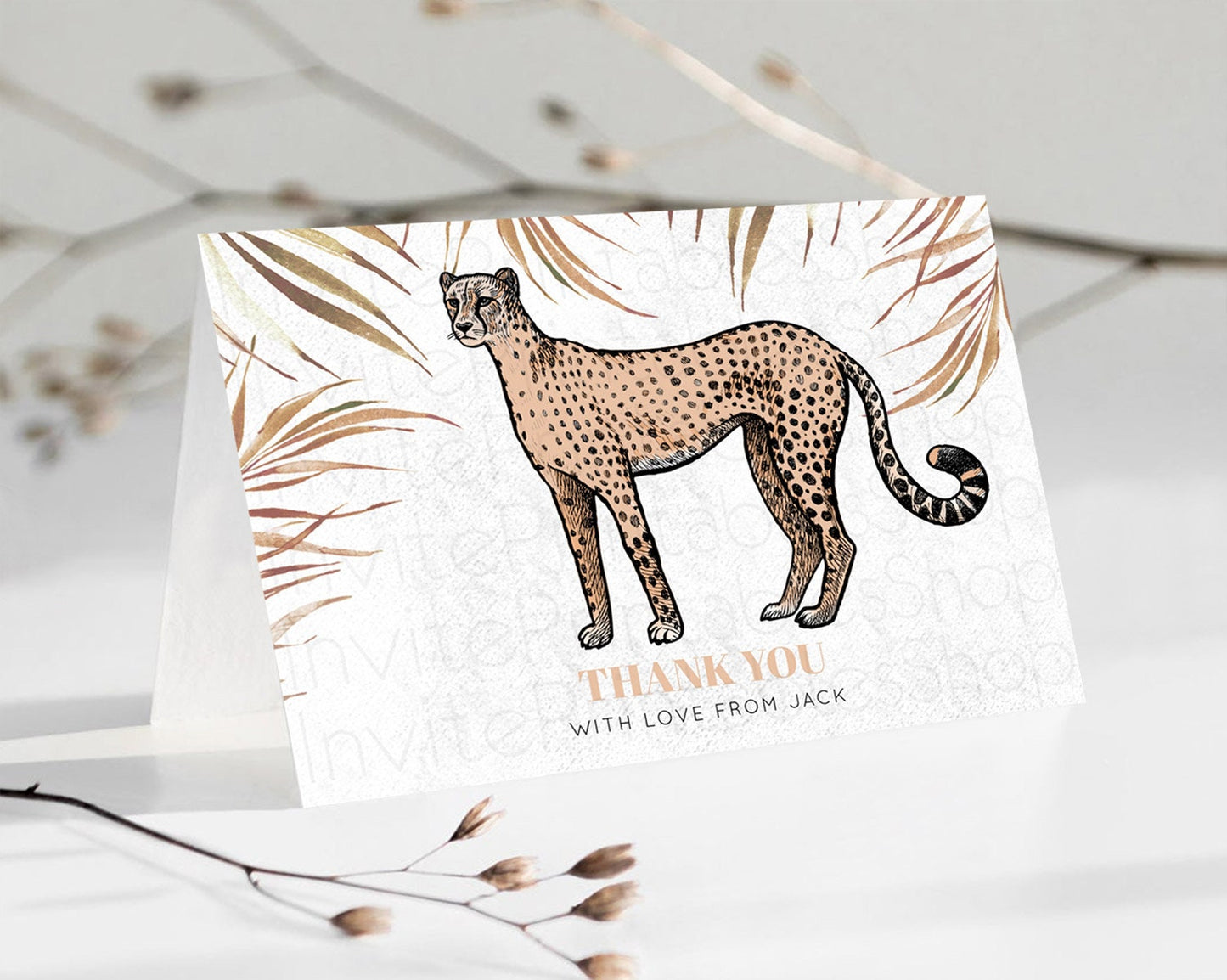 Cheetah Thank You Cheetah Thank You Card Cheetah Party Birthday Thank You Card Safari Card Template Cheetah Teacher Thank You Cards D10291