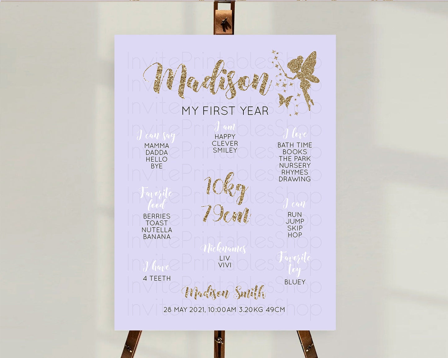 Fairy First Birthday Milestone Poster Fairy Secret Garden Milestone Board Enchanted Garden Pastel Floral Butterfly 1st Birthday Sign D10389