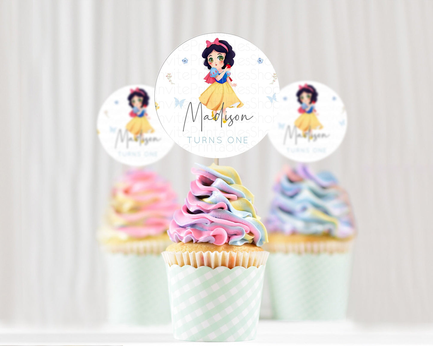 Princess Cupcake Toppers Castle Cupcake Toppers Royal Princess Décor Fairy Tale Enchanted Castle Pastel Floral Garden Table Number  D10353