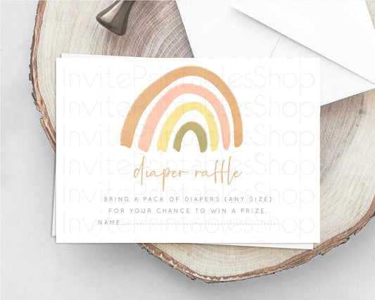 Editable Pastel Rainbow Diaper Raffle Card Boho Rainbow Diaper Insert Boho R