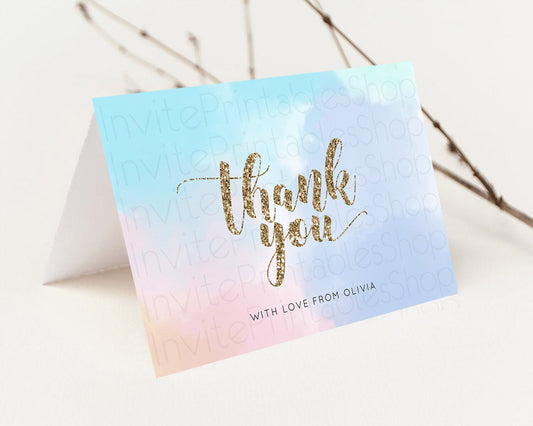 Pastel Thank You Rainbow Thank You Card Colorful Pastel Birthday Thank You Card Confetti Watercolor Pastel Teacher Thank You Cards D10378