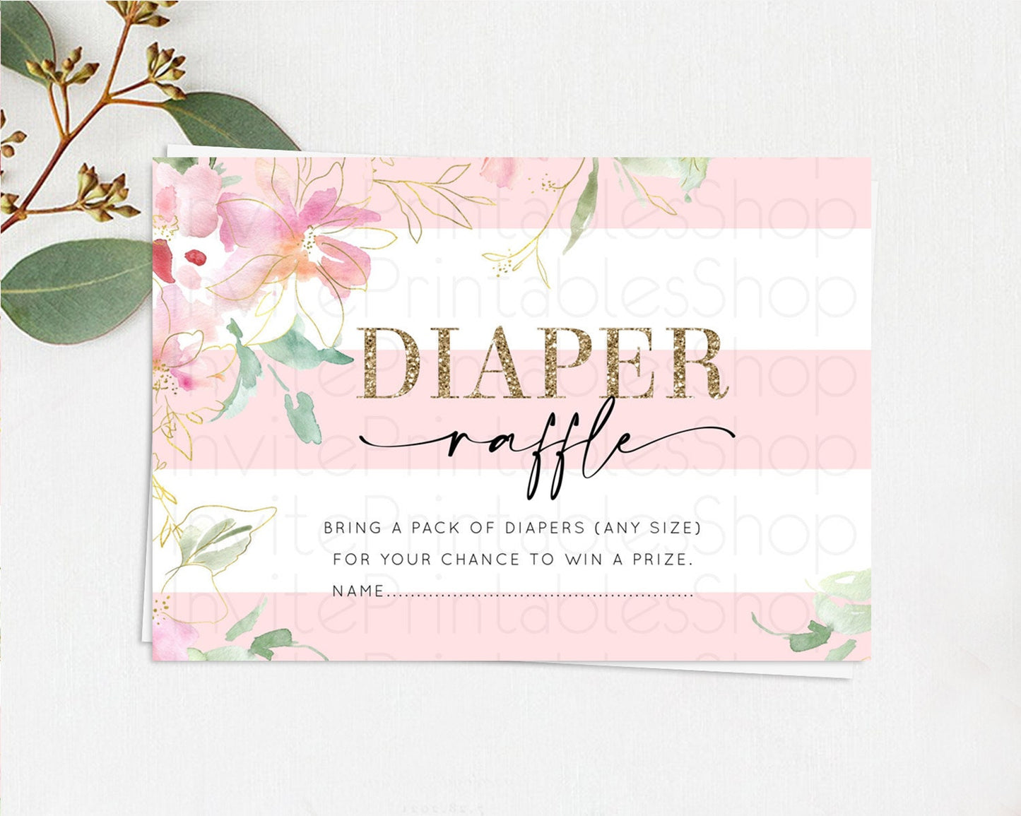 Secret Garden Diaper Raffle Card Boho Wildflower Diaper Raffle Insert Pastel Flower Garden Baby Shower Card Flower Raffle Game D10301