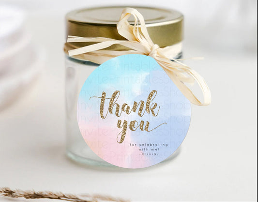 Pastel Thank You Tags Rainbow Thank You Gift Tags Colorful Pastel Favor Tags Confetti Watercolor Pastel First Birthday Thank You D10378