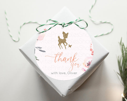 Editable Fawn Thank You Tags Deer Thank You Gift Tags Pastel Floral Deer Fav
