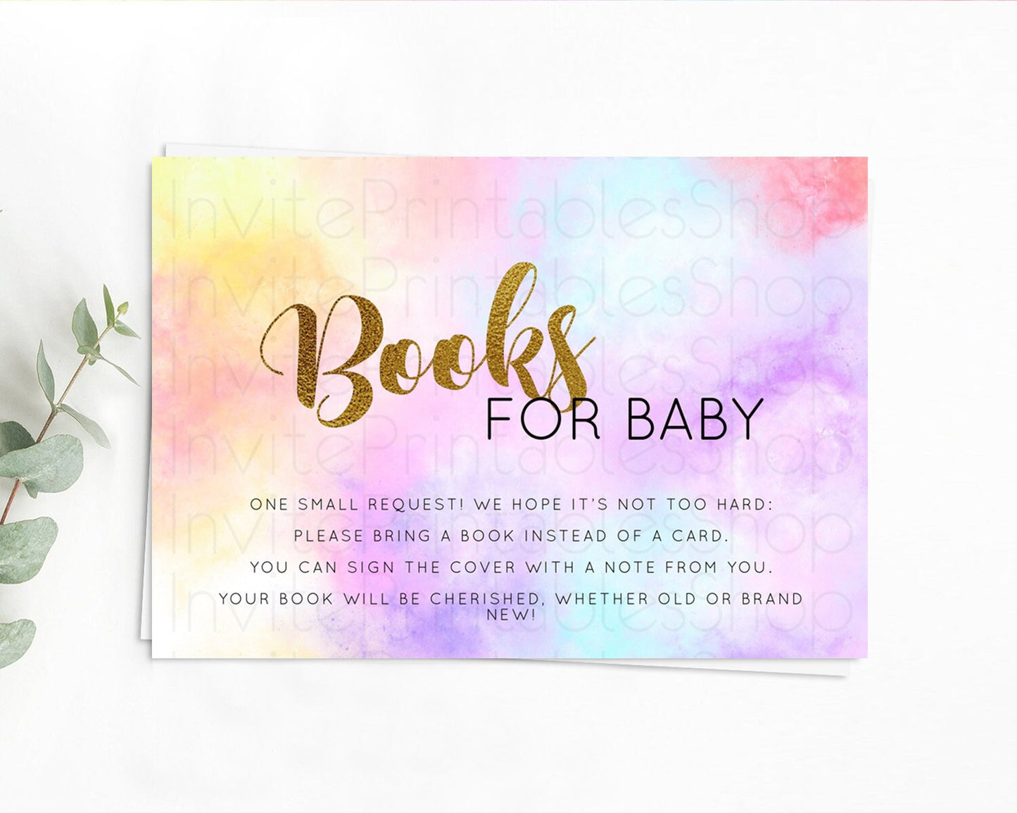 Pastel Books For Baby Card Pastel Rainbow Book Insert Colorful Ombre Watercolor Book Card Confetti Glitter Baby Book Poem Request D10435