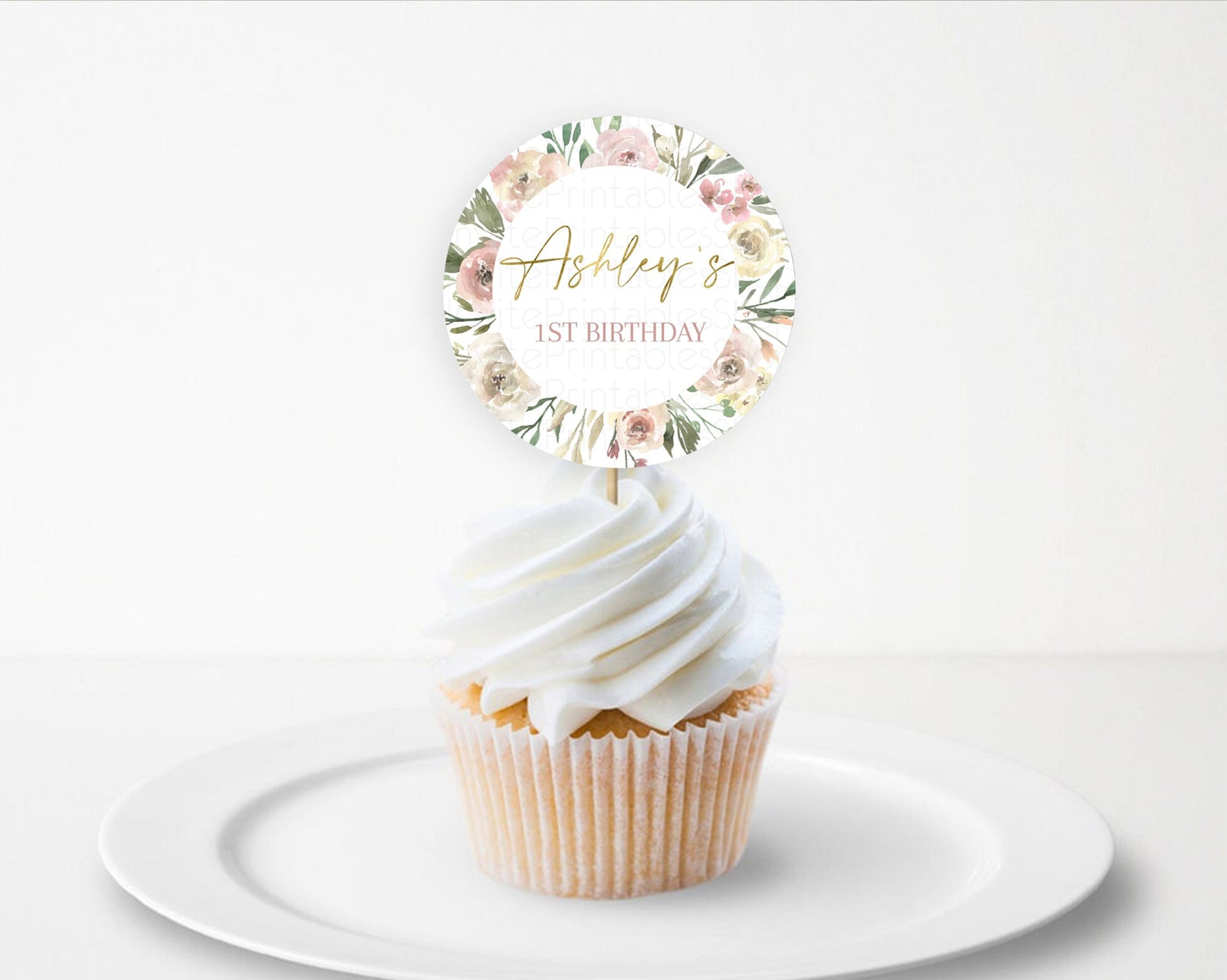 Editable Secret Garden Cupcake Toppers Wildflower Cupcake Toppers Pastel Flo