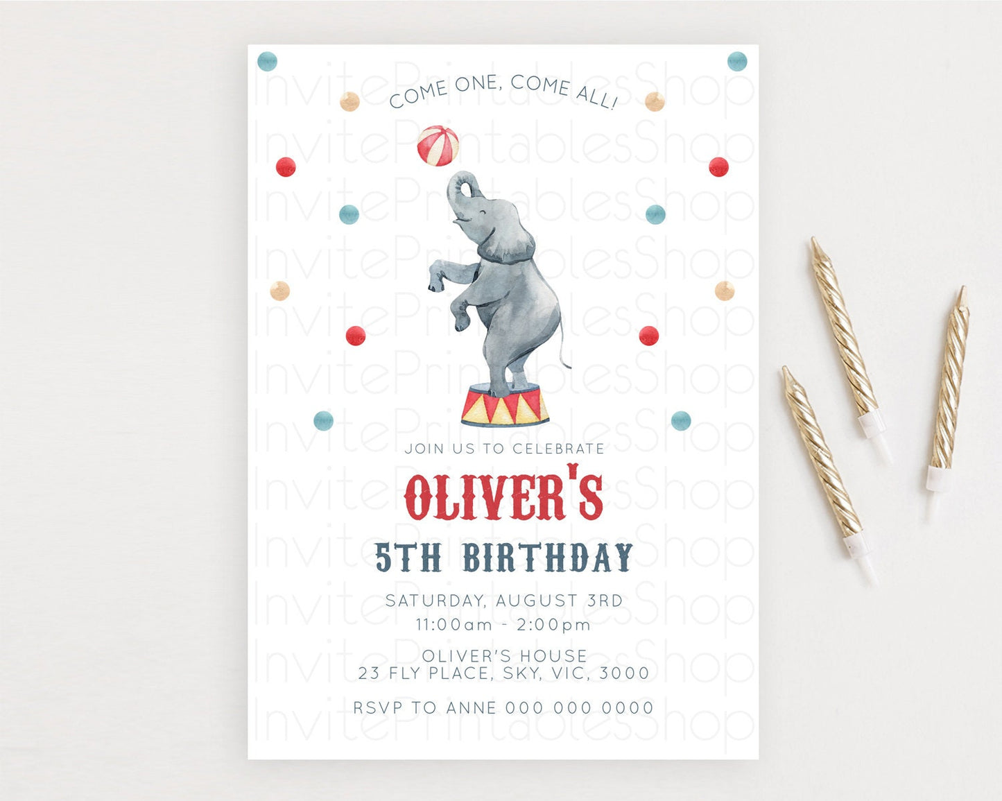 Circus Birthday Invitation Carnival Birthday Invitation Clown Invite Circus Lion Invite Circus Tent Invite Circus Elephant Invite D10461