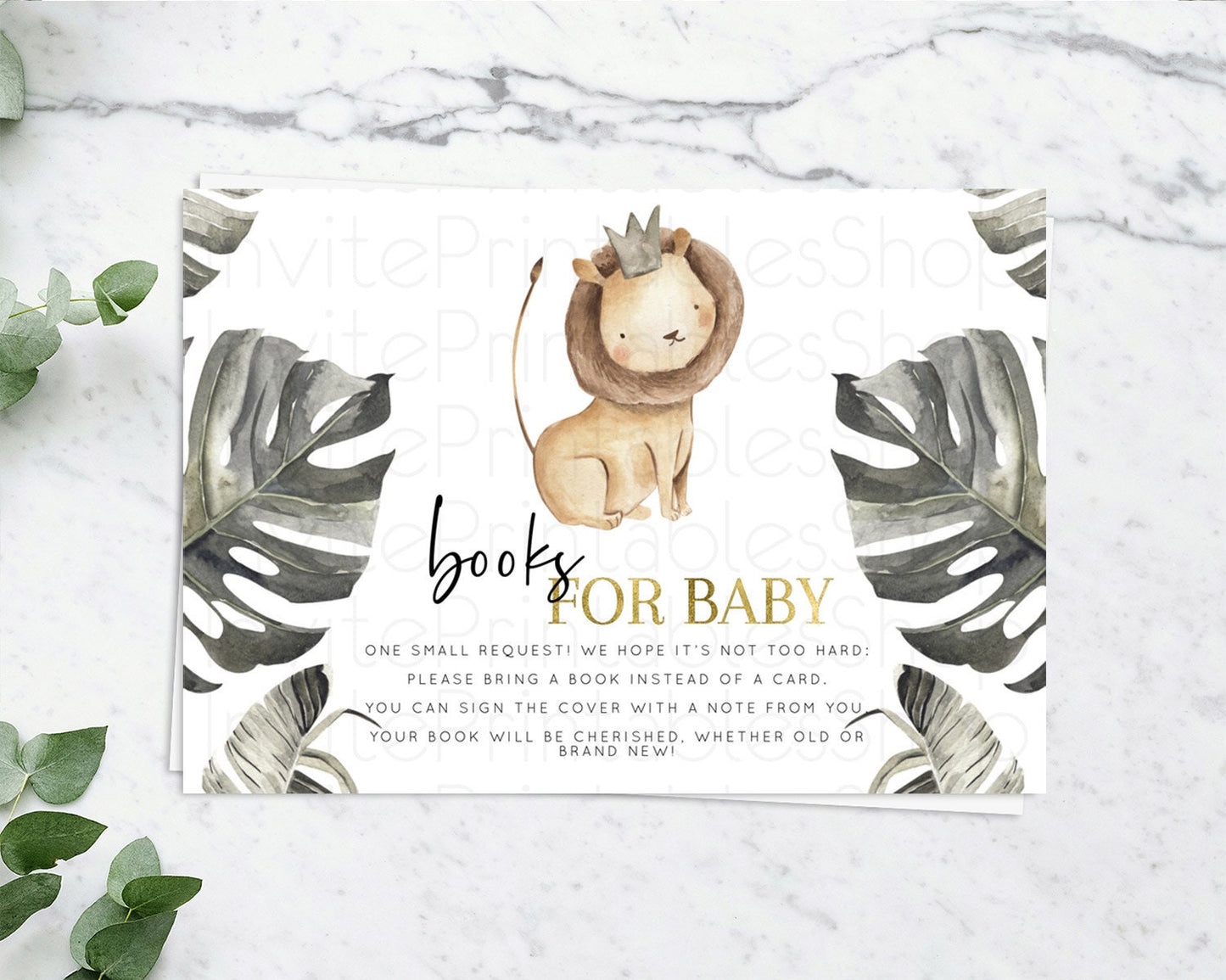 Lion Books For Baby Card Lion Book Insert Safari Lion Book Card Dried Palm Fern Safari Adventure Lion Baby Shower Book Poem Request D10599