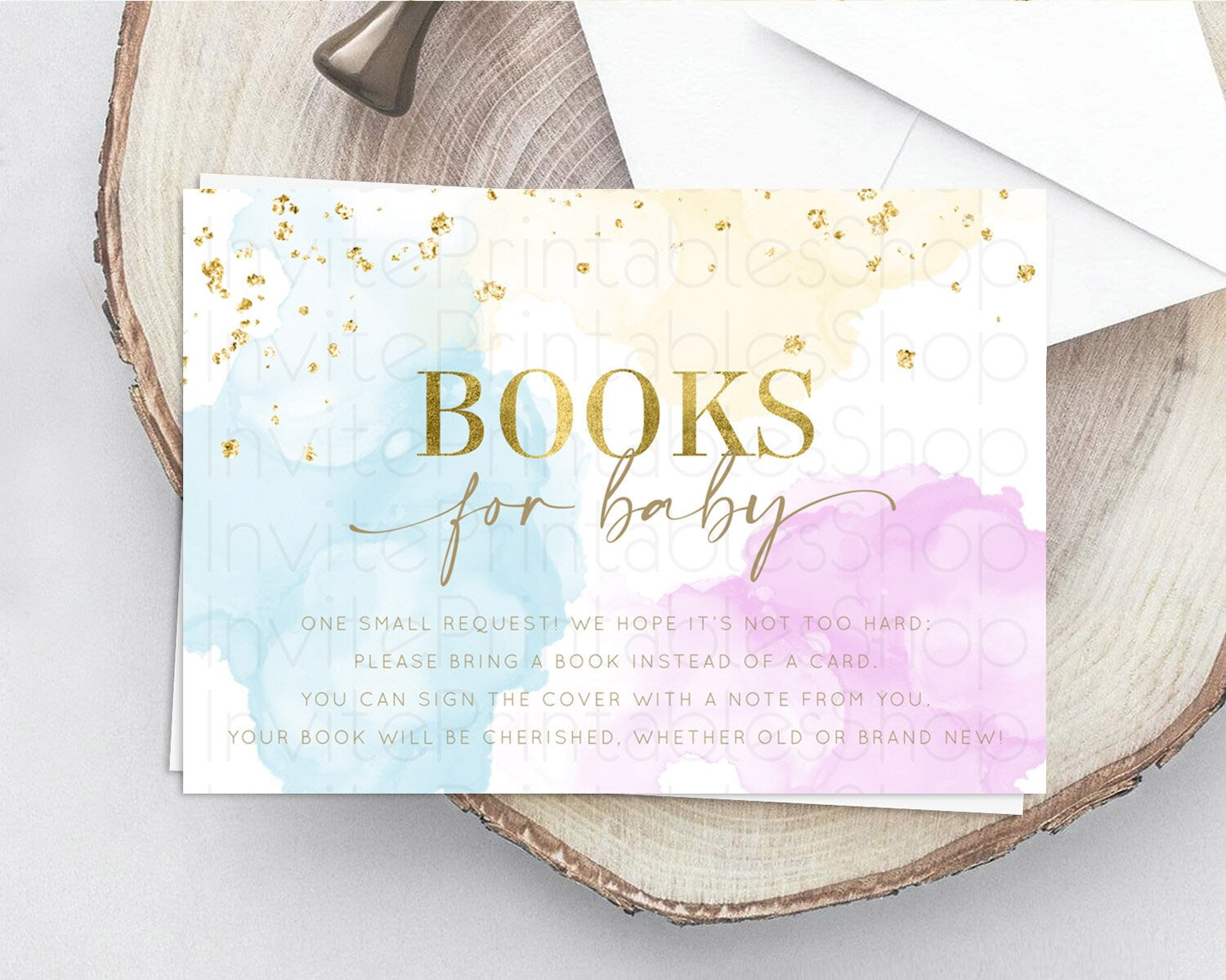 Editable Pastel Books For Baby Card Pastel Rainbow Book Insert Colorful Ombr