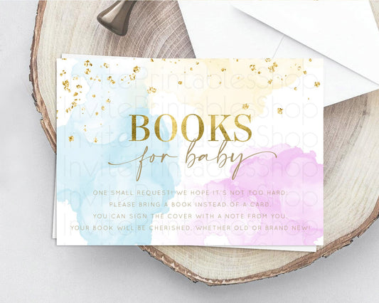 Editable Pastel Books For Baby Card Pastel Rainbow Book Insert Colorful Ombr
