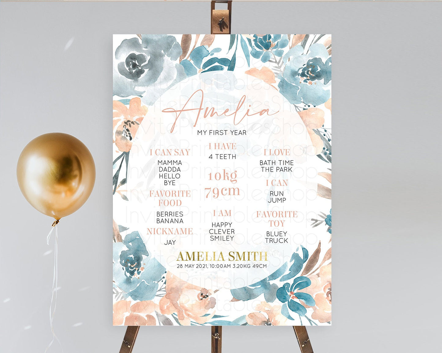 Secret Garden Milestone Board Wildflower First Birthday Milestone Poster Pastel Flowers Milestone Boho Wildflower 1st Birthday Sign D10190