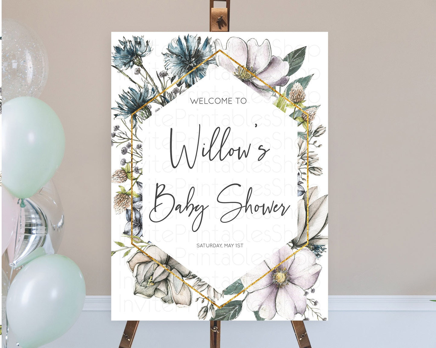 Secret Garden Baby Shower Welcome Sign Wildflower Welcome Board Pastel Flower Garden Welcome Poster Boho Wildflower Welcome Sign D10501