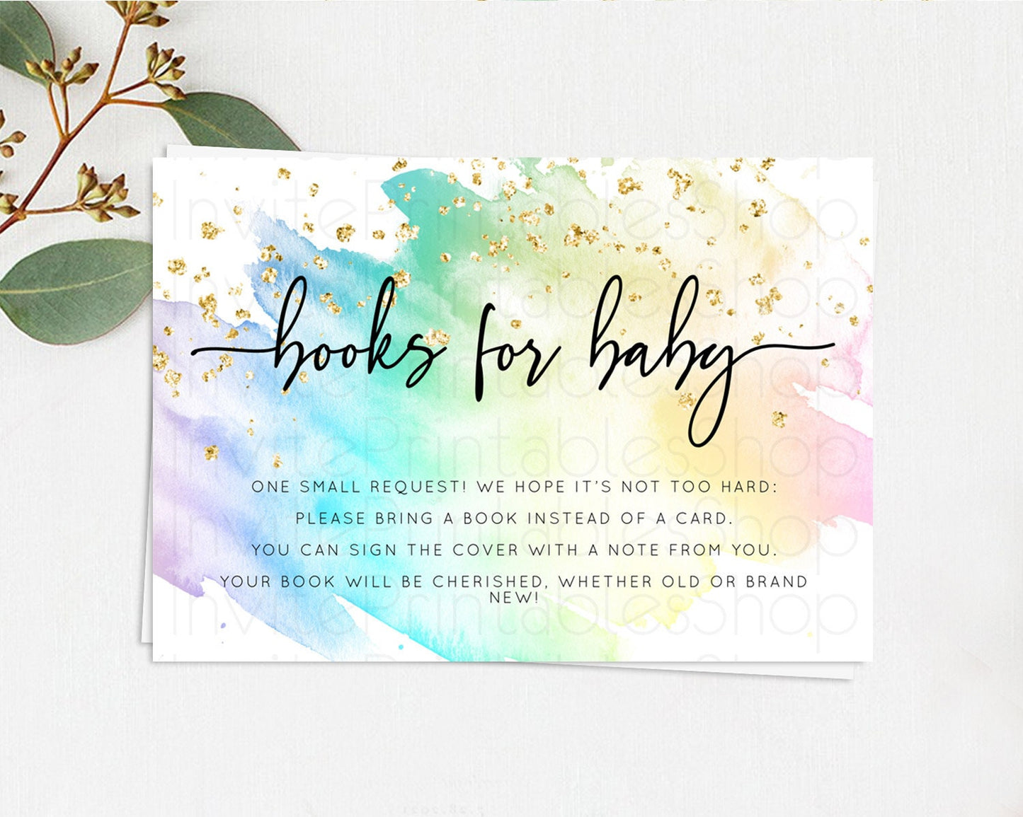 Pastel Books For Baby Card Pastel Rainbow Book Insert Colorful Ombre Watercolor Book Card Confetti Glitter Baby Book Poem Request D10256
