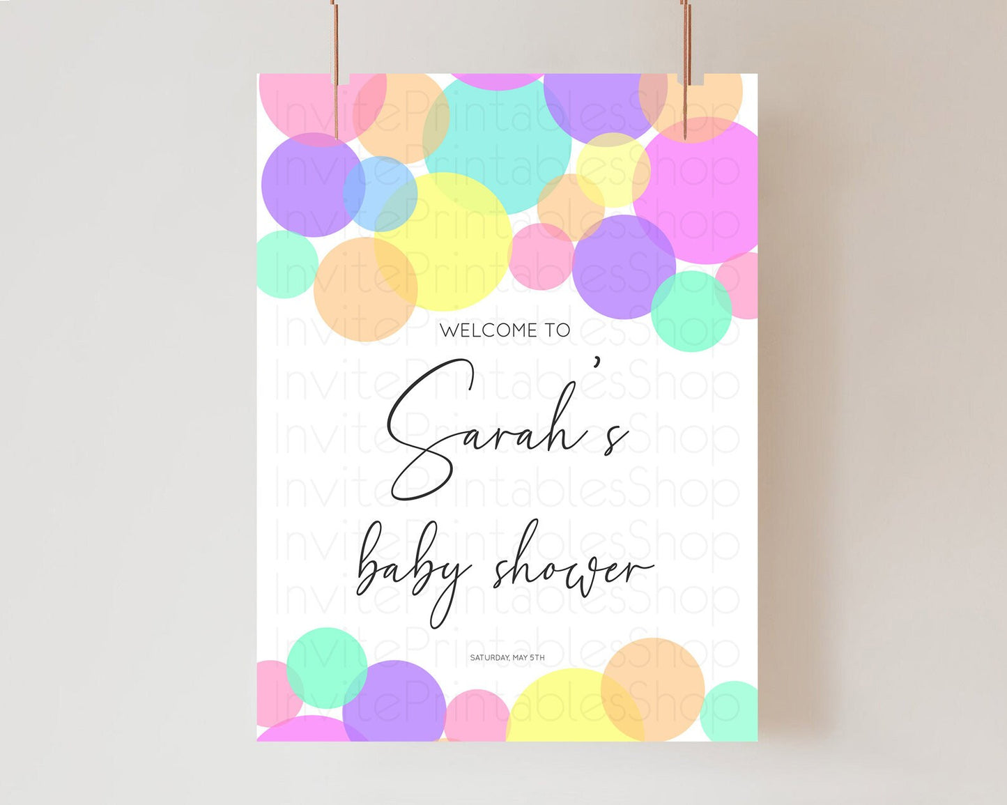 Editable Rainbow Baby Shower Welcome Sign Pastel Welcome Board Pastel Rainbo