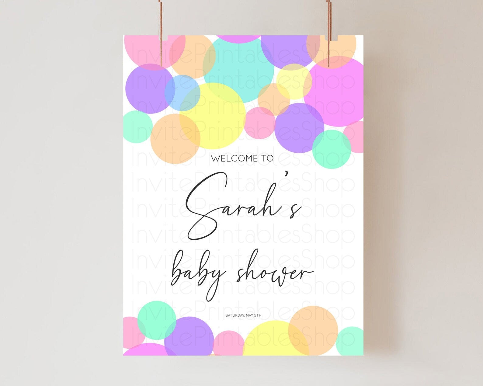 Editable Rainbow Baby Shower Welcome Sign Pastel Welcome Board Pastel Rainbo