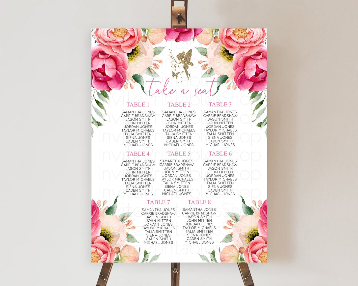 Fairy Seating Chart Pastel Fairy Seating Chart Fairy Tea Party Fairy Garden Seating Sign Enchanted Garden Floral Butterfly Decor D10883