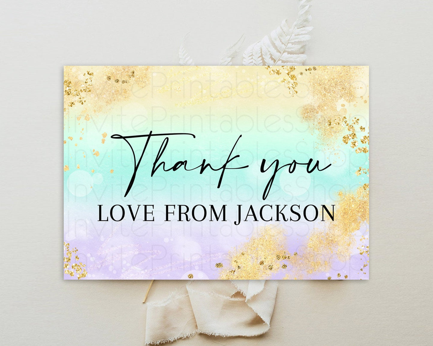 Pastel Thank You Rainbow Thank You Card Colorful Pastel Birthday Thank You Card Confetti Watercolor Pastel Teacher Thank You Cards D10672