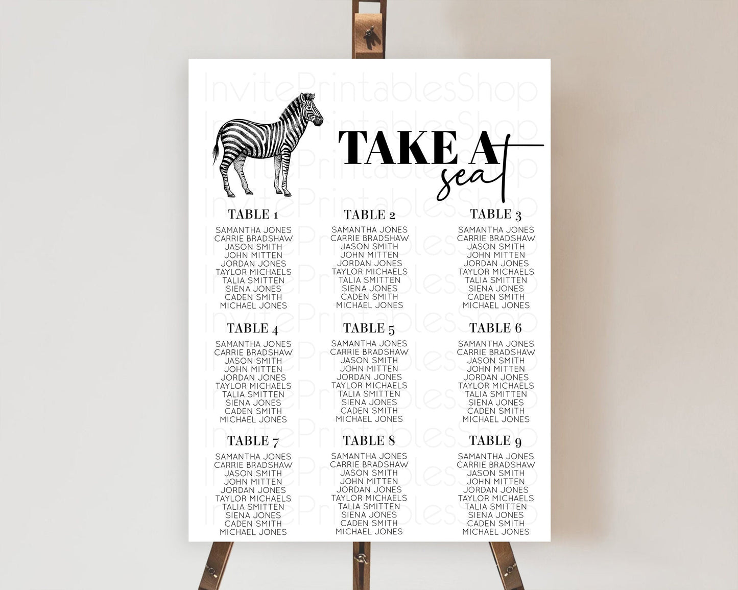 Zebra Seating Chart Zebra Seating Sign Zebra Take A Seating Chart Zebra Safari Adventure Decor Zoo Party Zebra Palm Leaf Décor D10249