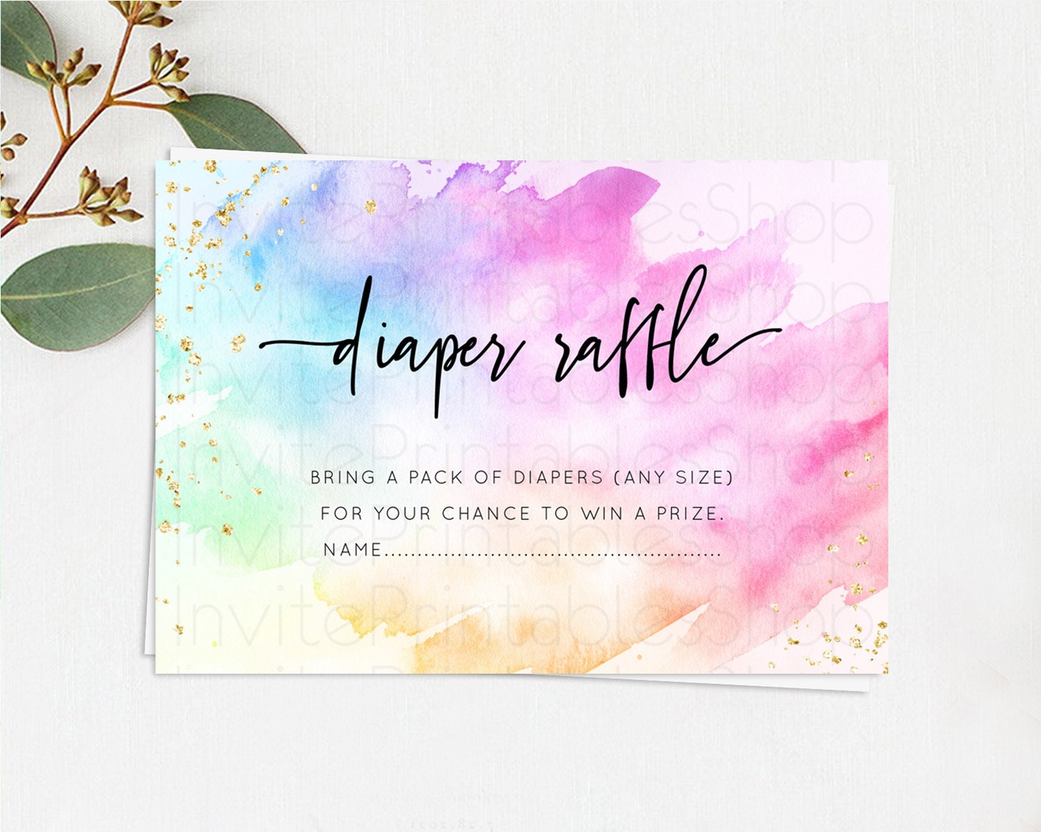 Editable Pastel Diaper Raffle Card Pastel Rainbow Diaper Raffle Insert Color
