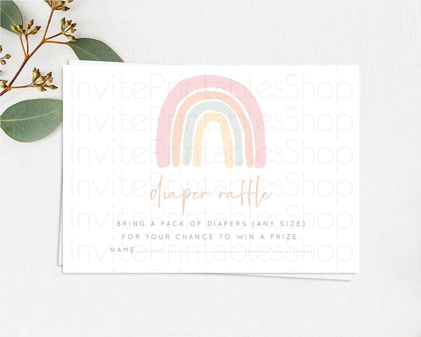 Pastel Rainbow Diaper Raffle Card Boho Rainbow Diaper Insert Boho Rainbow Diaper Ticket Pastel Watercolor Baby Shower Raffle Game D10162