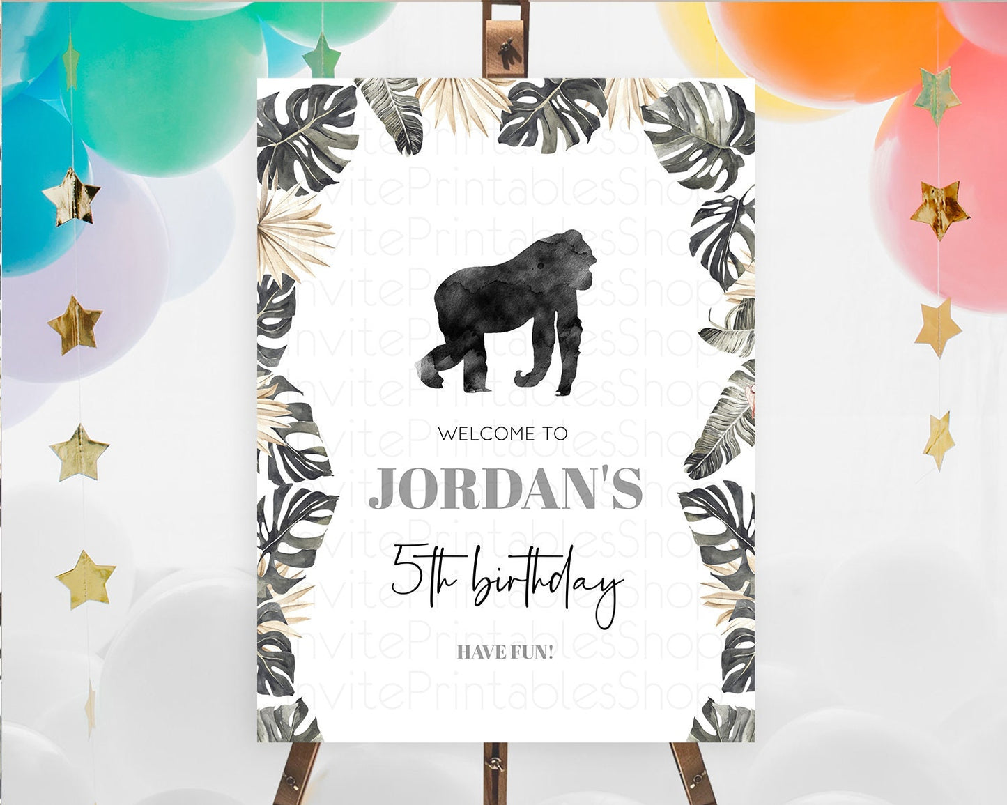 Gorilla Welcome Sign Gorilla Welcome Board Gorilla Party Welcome Poster Safari Adventure Decor Gorilla First Birthday Welcome Sign D10804