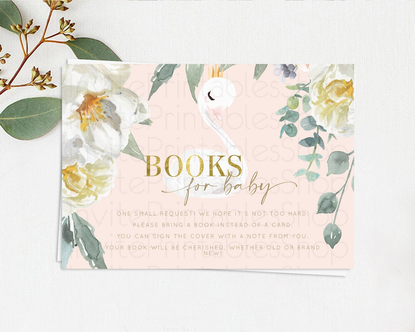 Swan Books For Baby Card Swan Princess Ballet Book Insert Enchanted Swan Lake Book Card Secret Garden Floral Book Poem Request D10115