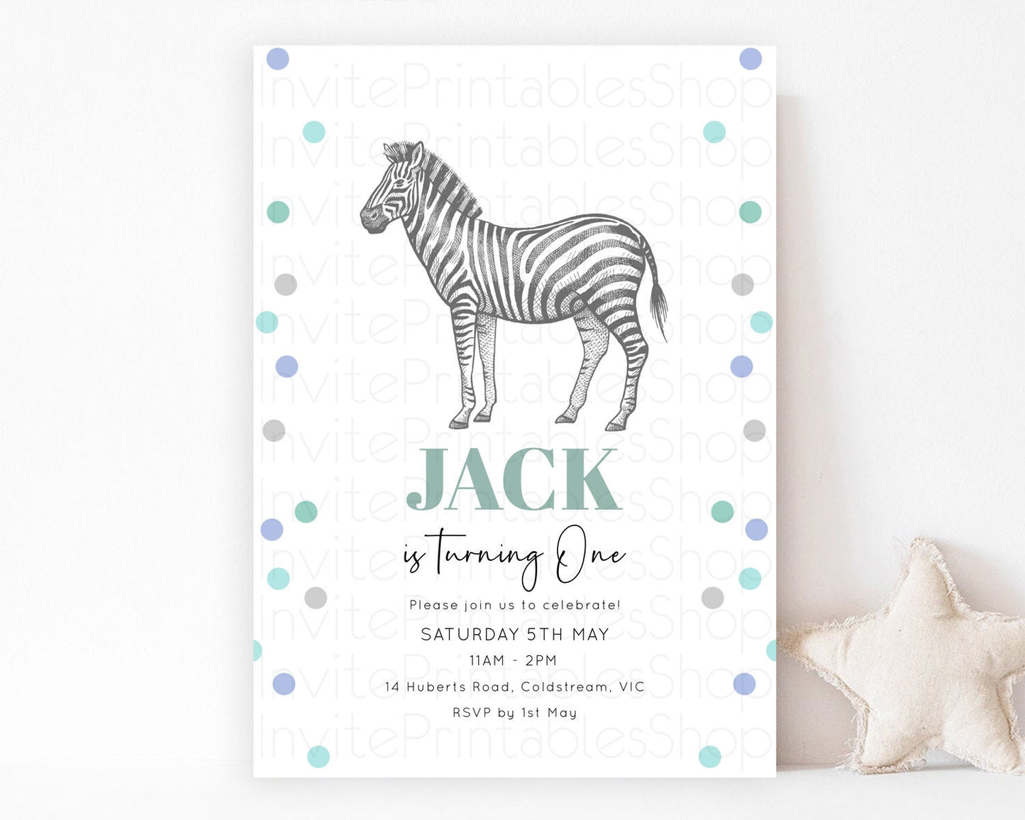 Zebra Birthday Invitation Zebra Invite Jungle Safari invite Watercolor Tropical Palm Invite Adventure Zoo Party Wild Animal Party D10856