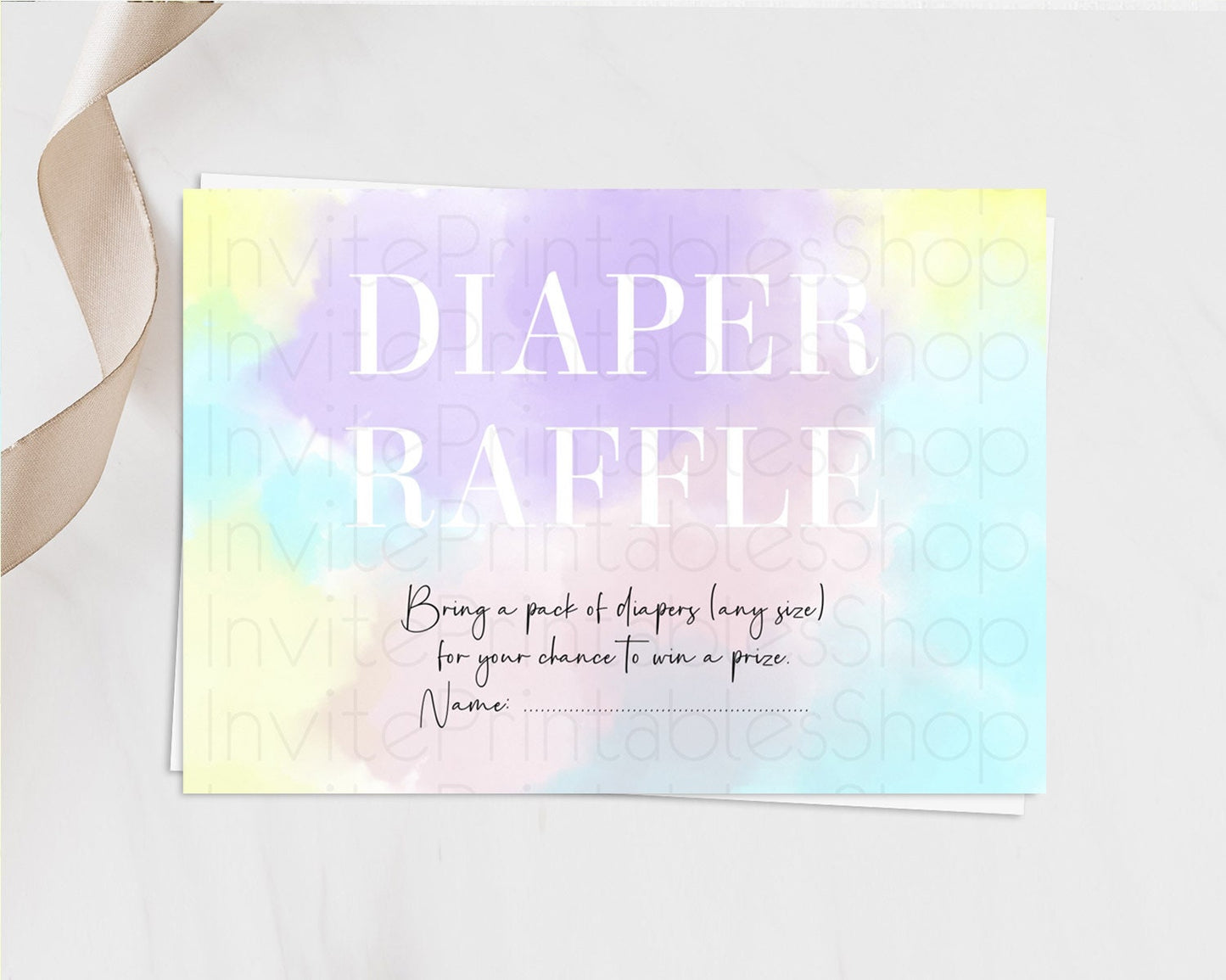 Pastel Diaper Raffle Card Pastel Rainbow Diaper Raffle Insert Colorful Ombre Watercolor Diaper Ticket Confetti Glitter Raffle Game D10617