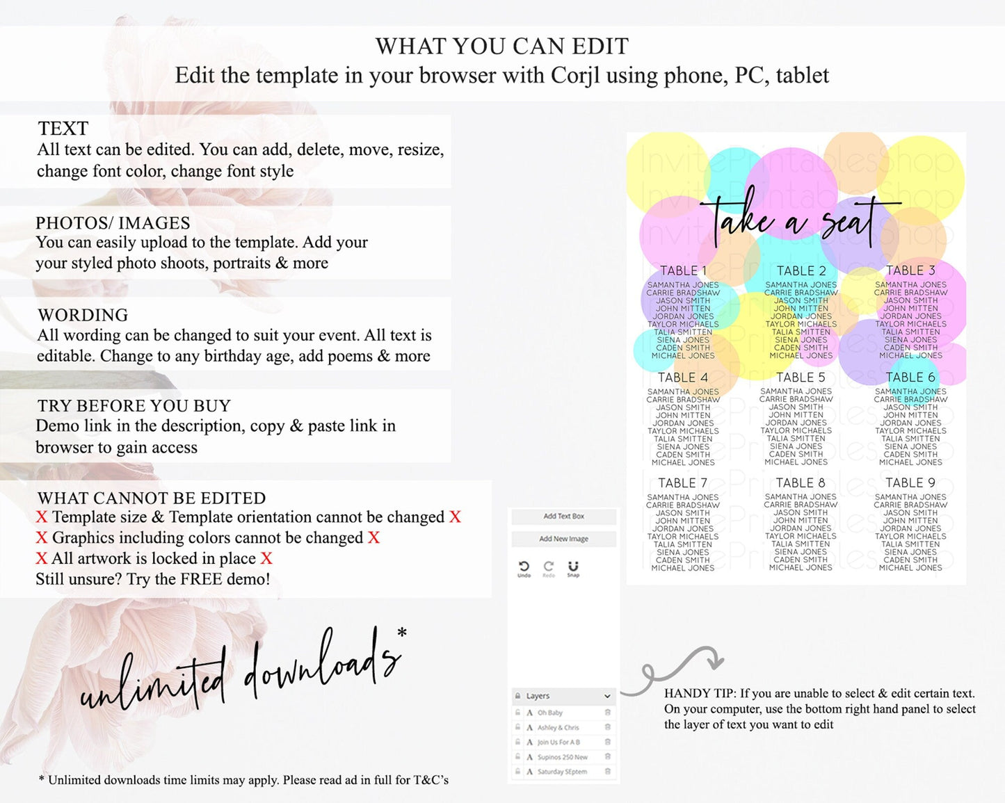 Pastel Seating Chart Pastel Confetti Seating Chart Bubbles Sprinkles Seating Sign Colorful Rainbow Decor Confetti Seating Board D10407