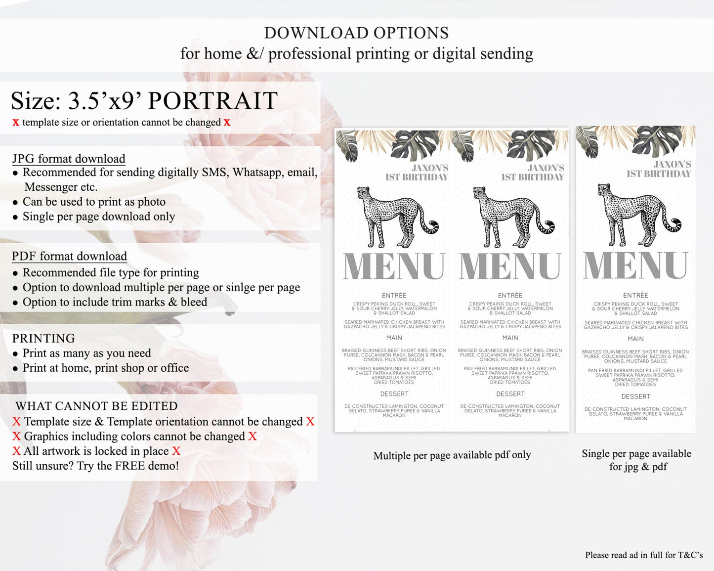 Cheetah Menu Cheetah Menu Template Cheetah Party Table Decor Safari Adventure Decor Cheetah Dinner Dessert Menu Party Food Menu D10823