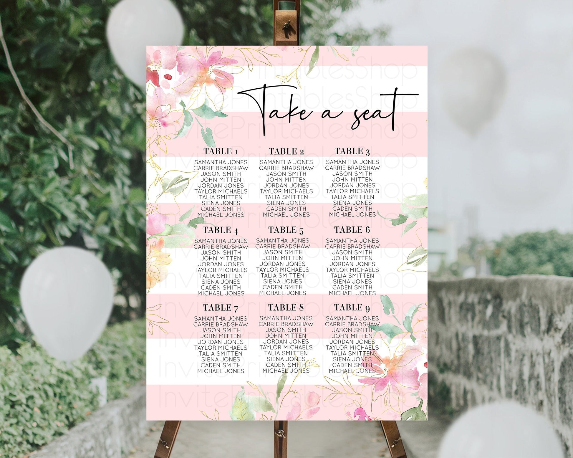 Editable Secret Garden Seating Chart Wildflower Seating Chart Pastel Flowers