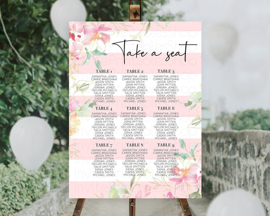 Editable Secret Garden Seating Chart Wildflower Seating Chart Pastel Flowers