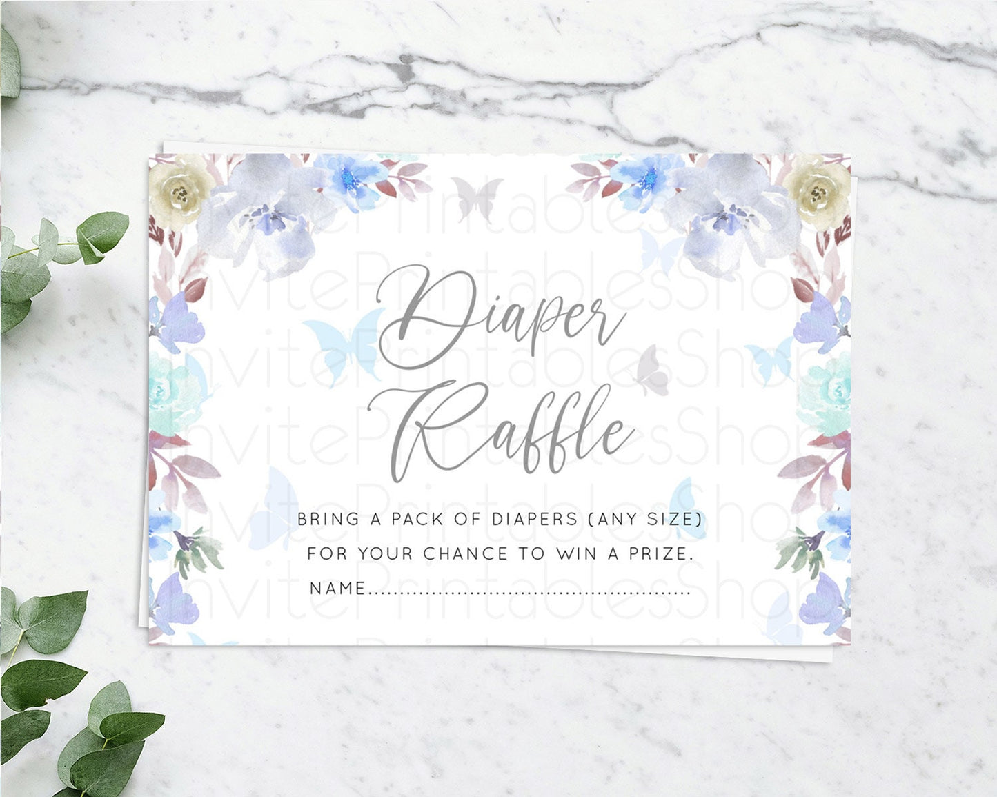 Secret Garden Diaper Raffle Card Boho Wildflower Diaper Raffle Insert Pastel Flower Garden Baby Shower Card Flower Raffle Game D10932