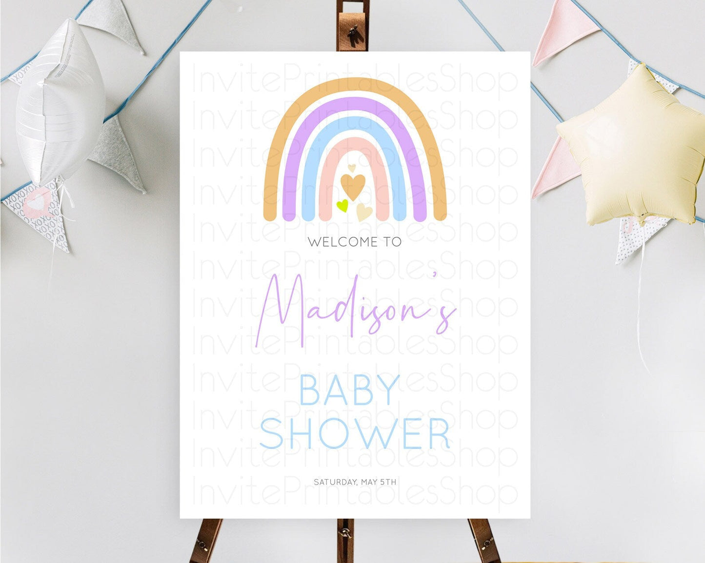 Pastel Rainbow Baby Shower Welcome Sign Boho Rainbow Welcome Board Rainbow Welcome Sign Pastel Welcome Decor Rainbow Welcome Sign D10238