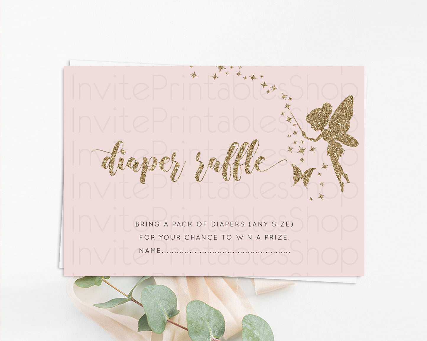 Fairy Diaper Raffle Card Fairy Diaper Insert Enchanted Garden Fairy Diaper Ticket Pastel Floral Butterfly Secret Garden Raffle Game D10899