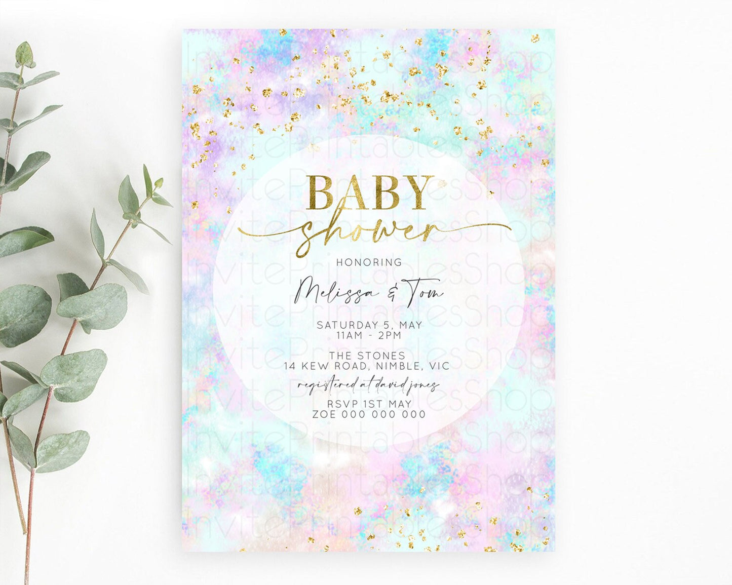 Editable Pastel Baby Shower Invitation Rainbow Baby Shower Invitation Colorf